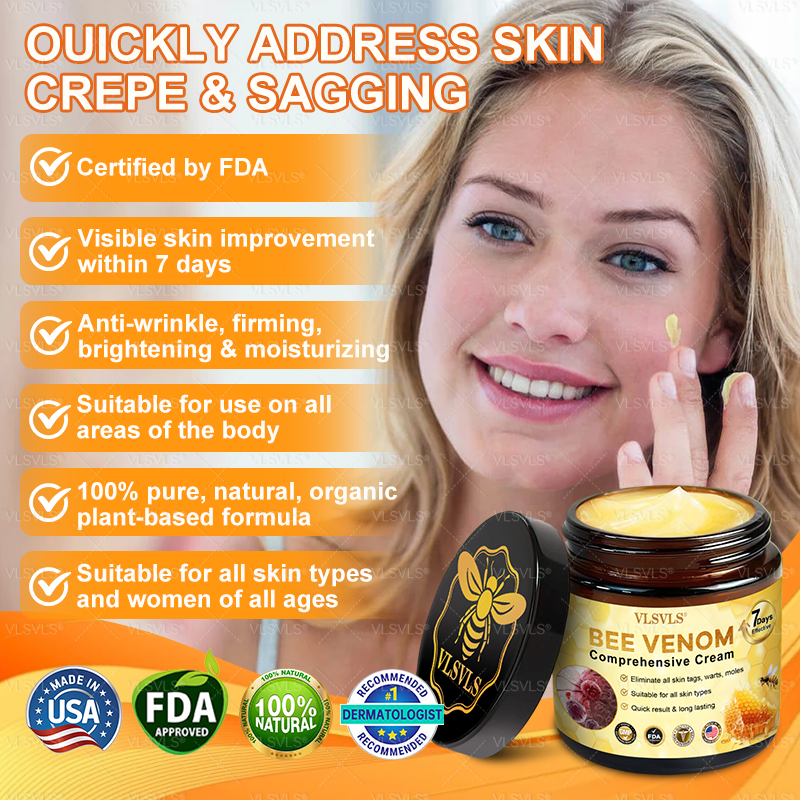 Made and Shipped from USA  🎉🎉𝑽𝑳𝑺𝑽𝑳𝑺® Bee Venom Comprehensive Cream  LAST DAY 80% OFF(Sagging Skin, Fine Lines, Loss of Firmness, Flat Bust, Drooping Hips, and More)
